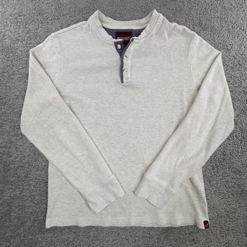 Alesbury Mens Henley Shirt L Tall Oatmeal Beige Waffle Knit Cotton MGK10080